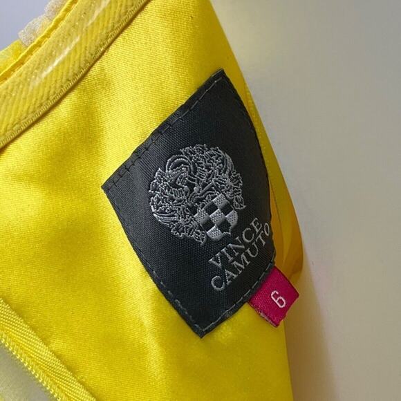 Vince Camuto Yellow Floral Print Strapless Blouson Dress 6 - Picture 7 of 7